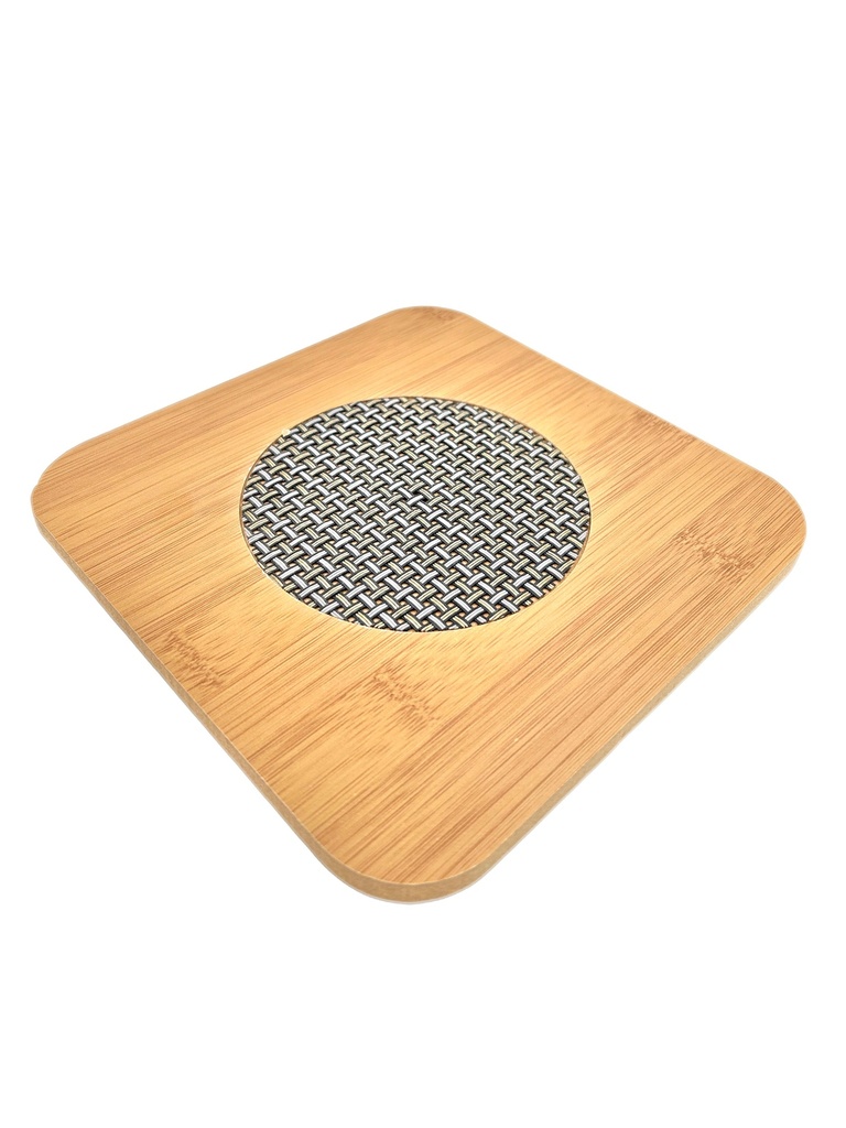م HEAT PAD  قاعدة بكارج سخن مربعة خشب 17*17 سم